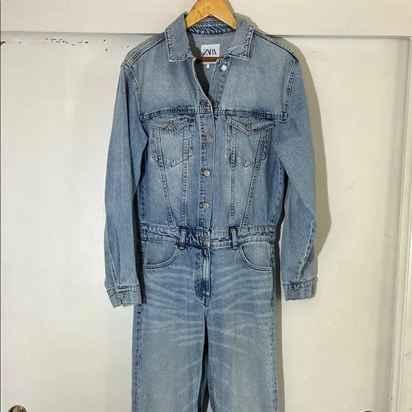 Zara Blue Denim Jumpsuit - Picture 1 of 5